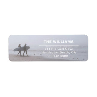 Modern Surfing Couple Return Address Label