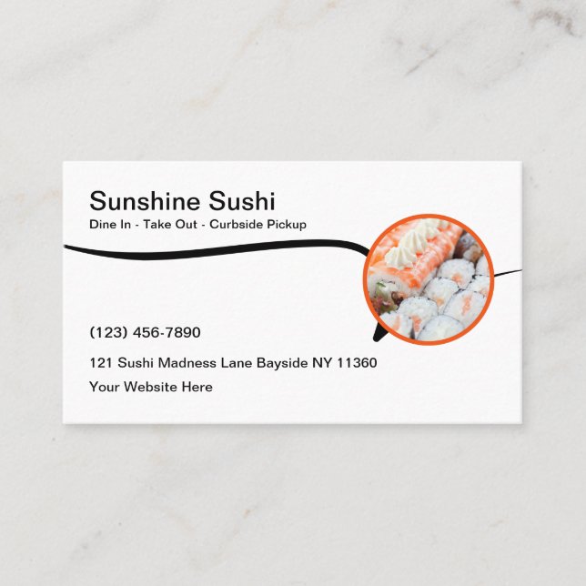 Modern Sushi Restaurant Japanese Cuisine Business Card (Front)