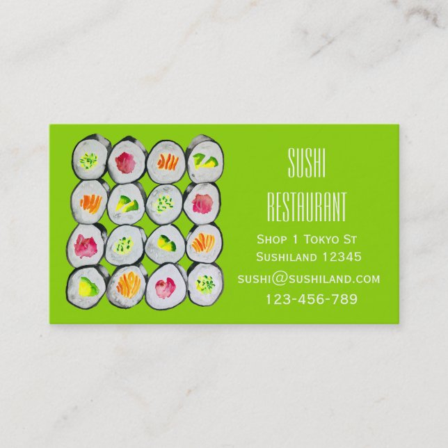 Modern Sushi restaurant or catering business Busin Card (Front)