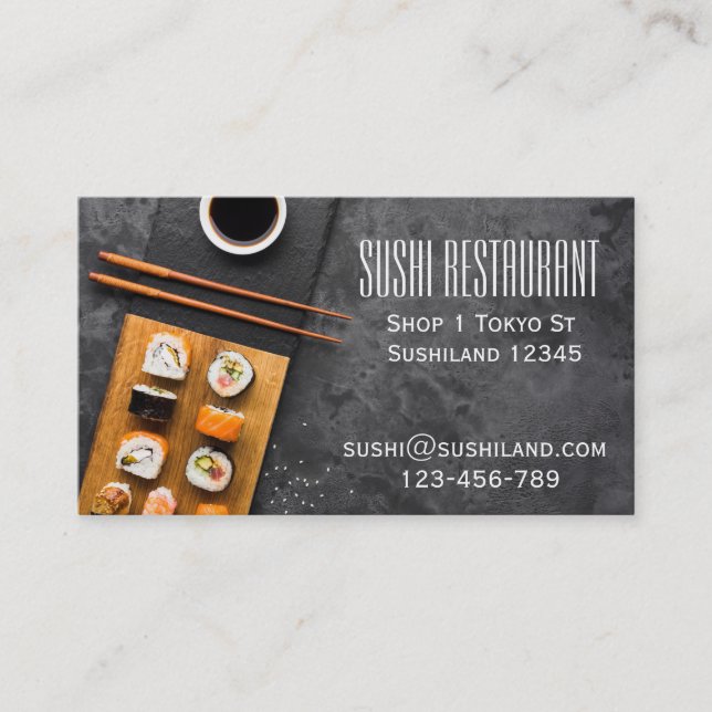 Modern Sushi restaurant or catering business Business Card (Front)