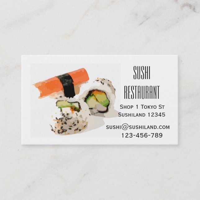 Modern Sushi restaurant or catering business Business Card (Front)