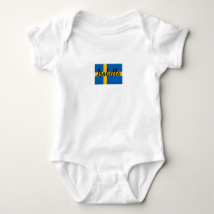 Modern Sweden Flag Cute Swedish custom name Baby Bodysuit
