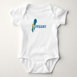 Modern sweden swedish Art Letter map Flag Souvenir Baby Bodysuit