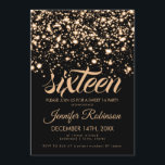 Modern Sweet 16 Gold Midnight Glam Invitation<br><div class="desc">Elegant "Sweet 16 ( Sixteen ) Birthday Party" invitation design with Gold Midnight Glam (under the stars) motif,  and custom name and details text. Easy to use and easy to personalise. Order Today!</div>