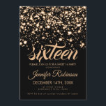 Modern Sweet 16 Gold Midnight Glam Invitation<br><div class="desc">Elegant "Sweet 16 ( Sixteen ) Birthday Party" invitation design with Gold Midnight Glam (under the stars) motif,  and custom name and details text. Easy to use and easy to personalise. Order Today!</div>