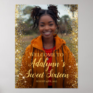 Modern sweet 16 party photo welcome sign