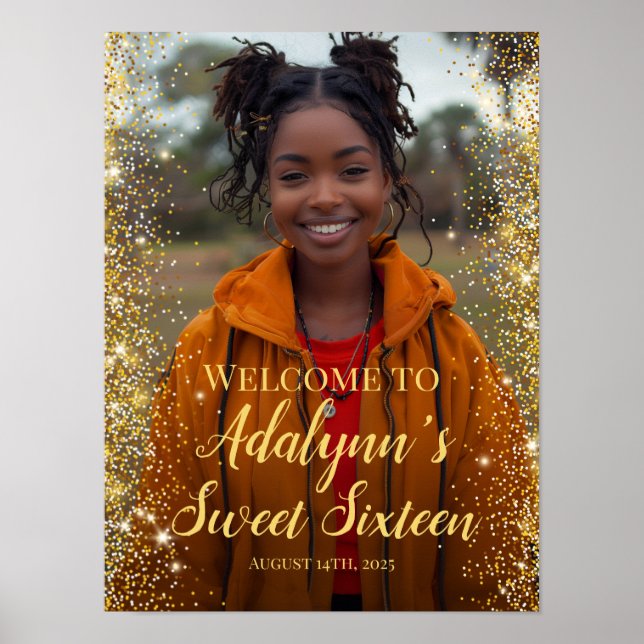 Modern sweet 16 party photo welcome sign (Front)