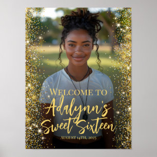 Modern sweet 16 party photo welcome sign