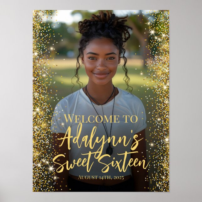 Modern sweet 16 party photo welcome sign (Front)