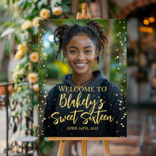 Modern sweet 16 party photo welcome sign