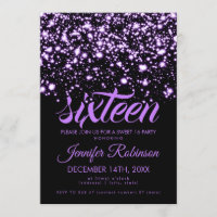 Modern Sweet 16 Purple Midnight Glam