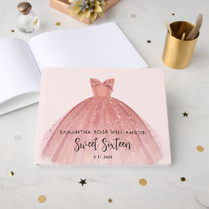 Modern Sweet 16 Script Dress Birthday Custom Guest Book