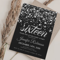Modern Sweet 16 Silver & Black Midnight Glam