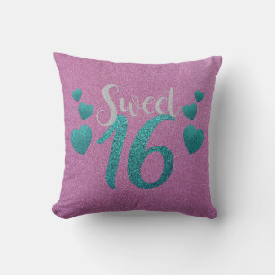 Modern Sweet 16th Birthday Party Black Grunge Cushion