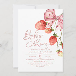 Modern Sweet Berry Baby Shower Strawberry  Invita Invitation