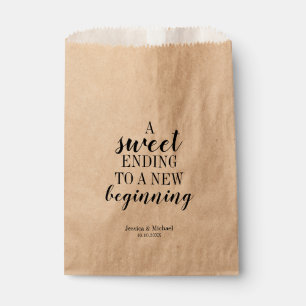 Modern Sweet Ending to a New Beginning Wedding Favour Bags