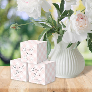 Modern + Sweet Light Pink Gingham Baby Shower Favour Box