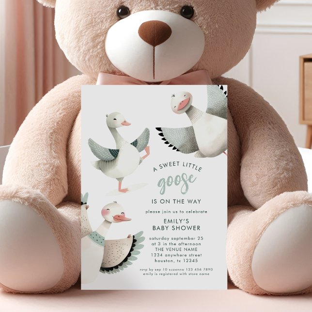 Modern Sweet Little Goose Baby Shower  Invitation (Creator Uploaded)