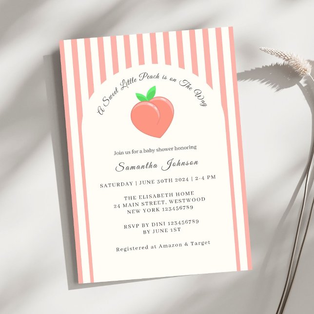 Modern Sweet Little Peach Baby Shower Invitation (Creator Uploaded)