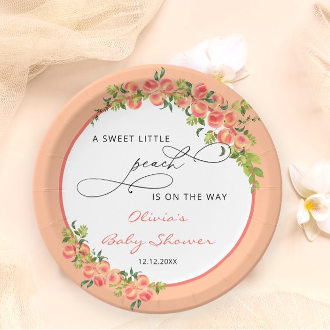 Modern Sweet Little Peach Baby Shower Paper Plate (Creator Uploaded)