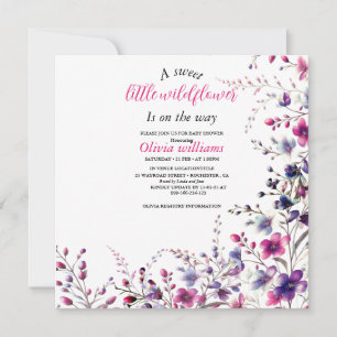 Modern sweet little wildflower pink baby shower