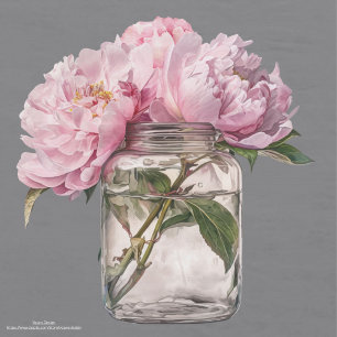 Modern sweet Peonies on grey background Decoupage Tissue Paper
