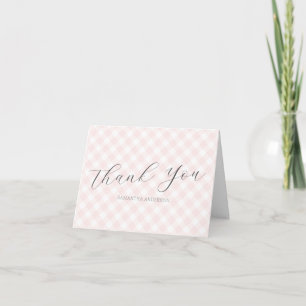 Modern + Sweet Pink Gingham Girl Baby Shower Thank You Card