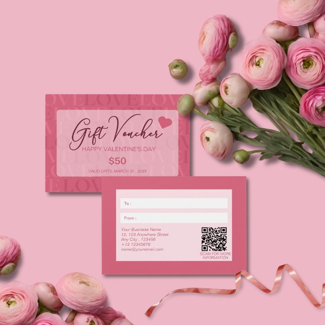 Modern Sweet Pink Love Valentine's Day Voucher (Creator Uploaded)