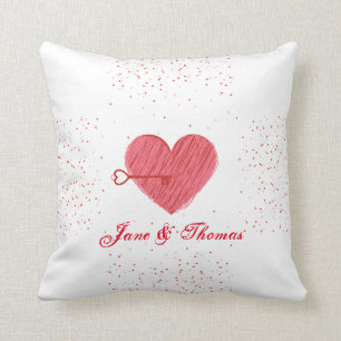 Modern Sweet Red Heart & Love Key Valentines Day Cushion