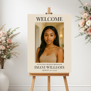 Modern Sweet Sixteen Custom Photo Birthday Welcome Poster