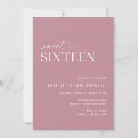 Modern Sweet Sixteen Dusty Rose Pink 16th Birthday