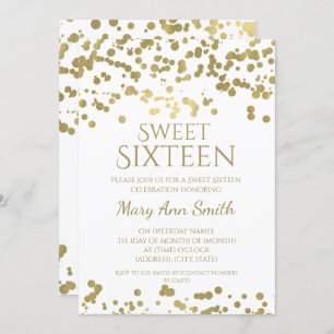 Modern Sweet Sixteen Gold Foil Confetti Invitation