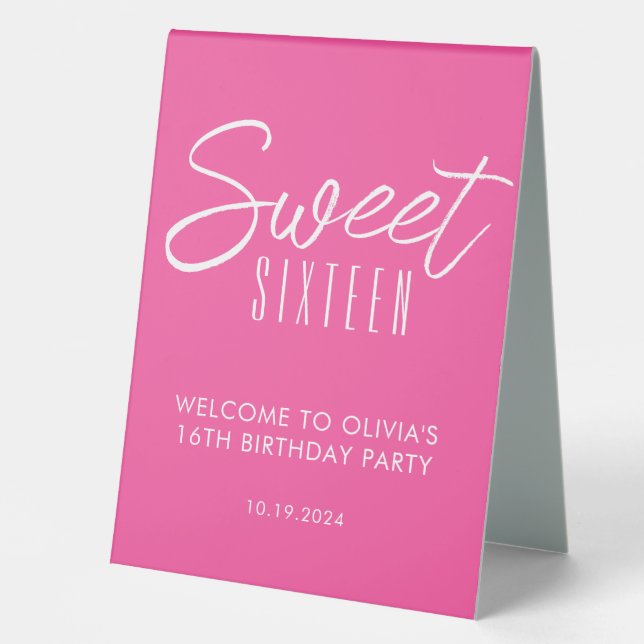 Modern Sweet Sixteen pink 16th birthday welcome (Front)