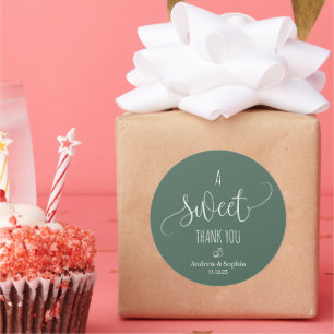 Modern Sweet Thank You Wedding Couple Name &Date  Classic Round Sticker