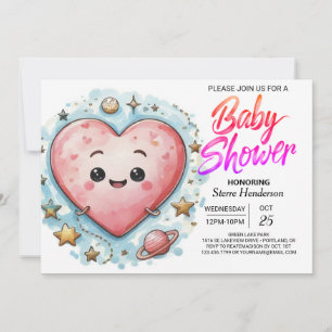 Modern Sweetheart Pink Hearts Baby Shower Invitation