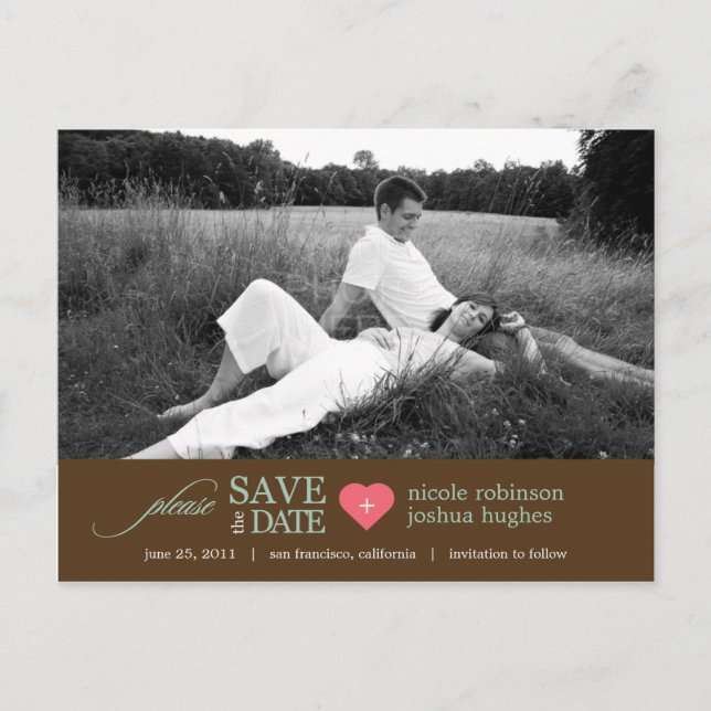Modern Sweetheart Save The Date Postcard (Front)