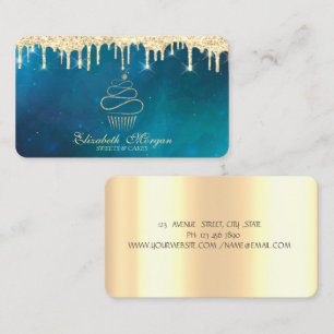 Modern Sweets Cupcake Gold Drips Cooking Business Card