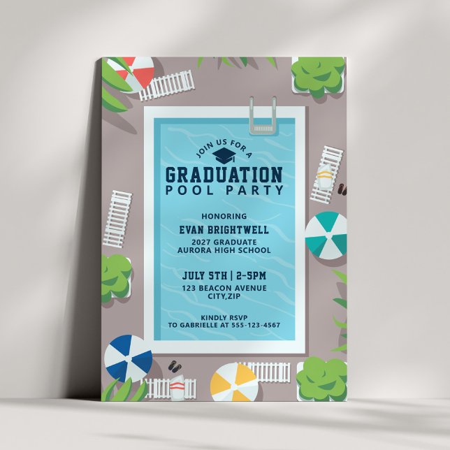 Modern Swimming Pool Graduation Party  Invitation (Creator Uploaded)
