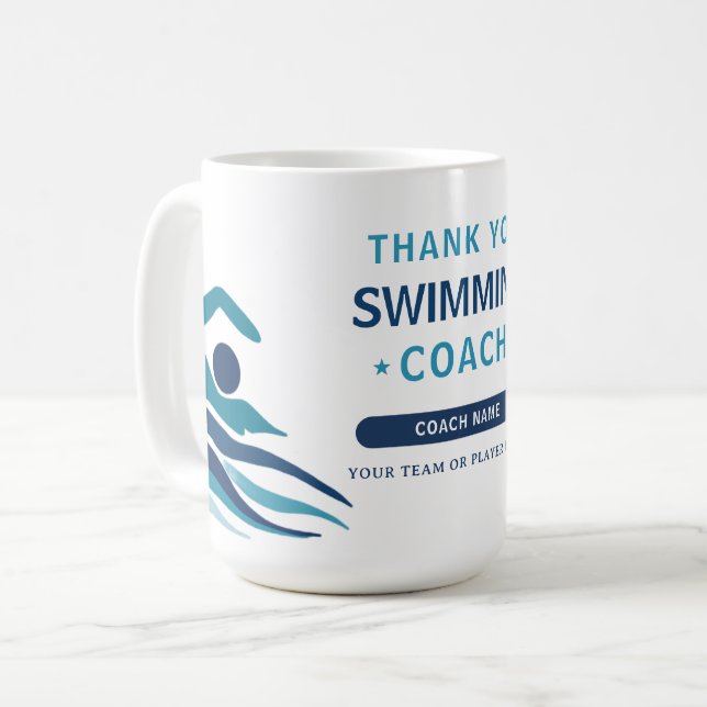 Modern Swimming Team Coach Coffee Mug (Front Left)