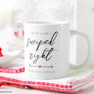 Modern Swiped Right Personalised Large Coffee Mug