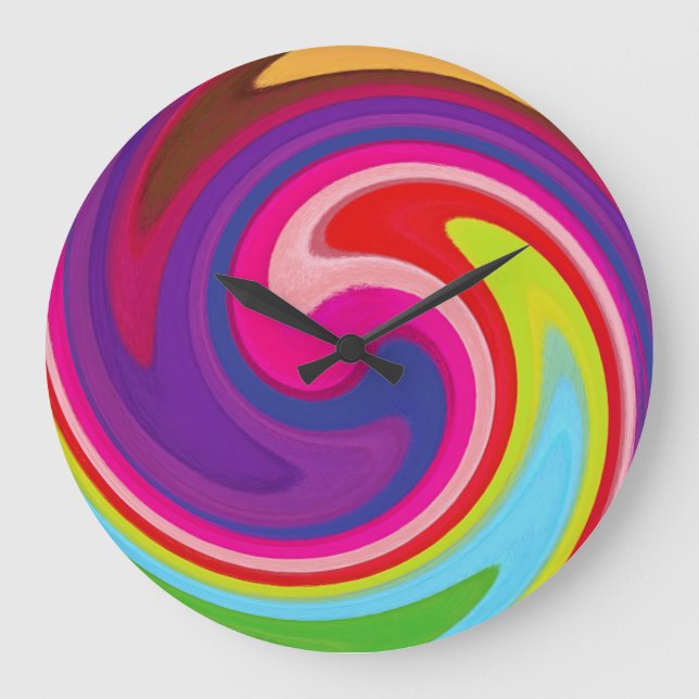 Modern Swirl Abstract Art Large Clock (Front)