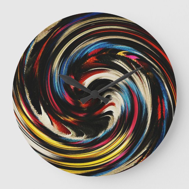 Modern Swirl Abstract Art Large Clock (Front)