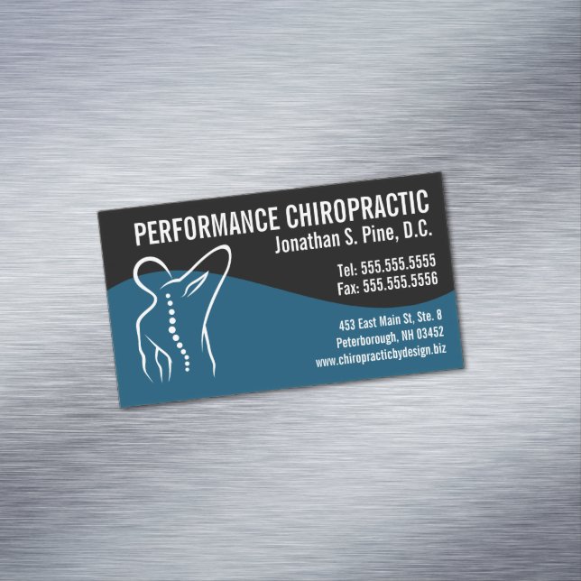 Modern Swirl Back Spine Logo Chiropractic  Magnetic Business Card (In Situ)
