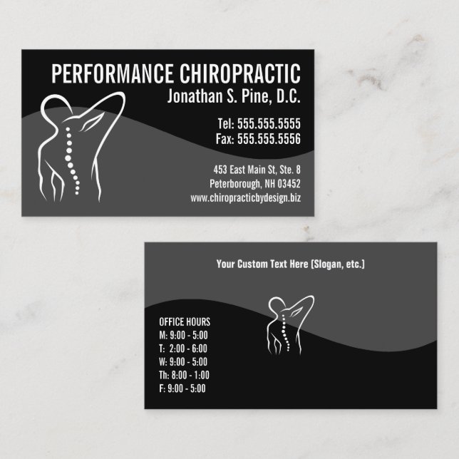 Modern Swirl Back Spine Logo Chiropractor Business Business Card (Front/Back)