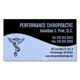 Modern Swirl Chiro Angel Emblem Chiropractor Magnetic Business Card