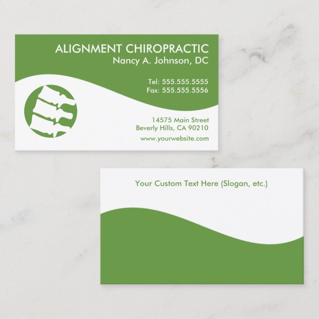 Modern Swirl Chiropractic Business Cards (Front/Back)