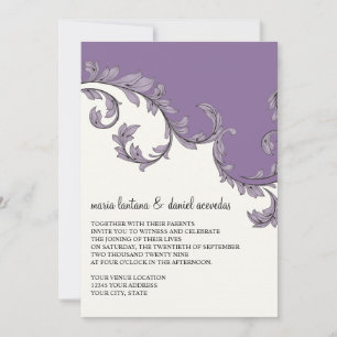 Modern Swirl Flourish Scroll Vintage Leaf Pattern Invitation