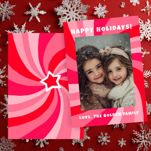 Modern Swirl HAPPY HOLIDAYS CUSTOM PHOTO Holiday Card