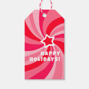 Modern Swirl HAPPY HOLIDAYS CUSTOM Pink TO FROM Gift Tags