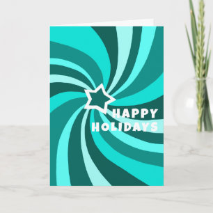 Modern Swirl HAPPY HOLIDAYS Star Custom Christmas Card